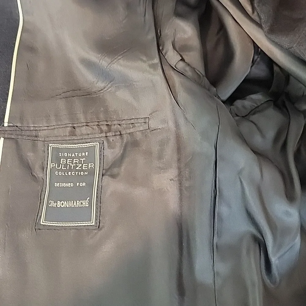 Burt Pulitzer Collection Suit Jacket - Dark Slate Grey Checkered Mens Size 42R